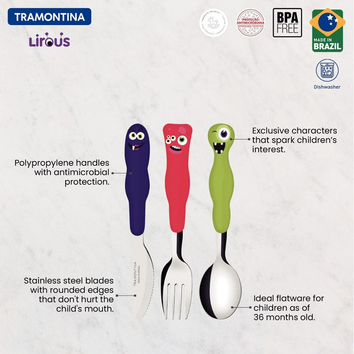 Tramontina Children's Monster Cutlery - 3 Piece Set