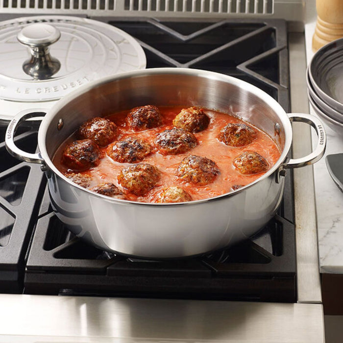Le Creuset Signature 3 Ply Stainless Steel Low Round Casserole - 26cm