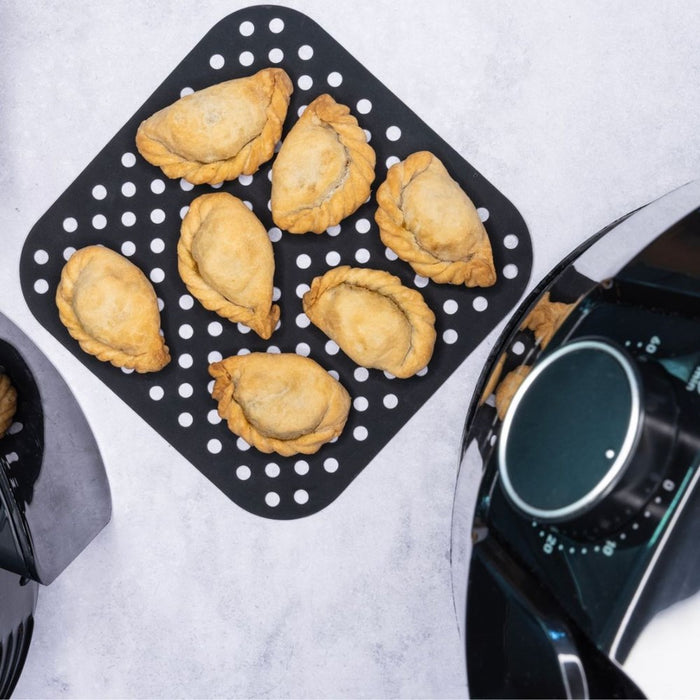 Cuisena Air Fryer Silicone Square Mat - Set of 2 - 18.5cm - Black & Grey