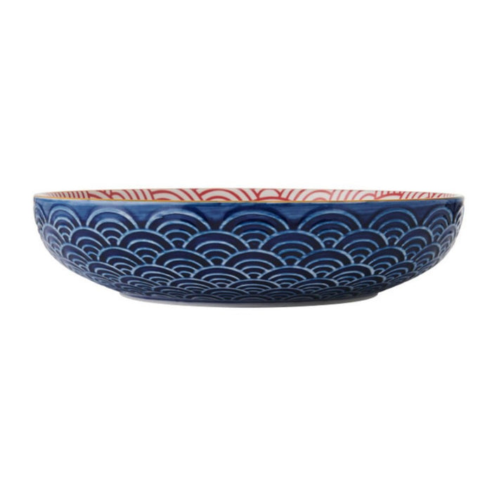 Mikasa Stoneware Bowl - 21cm - Blue Arched Pattern