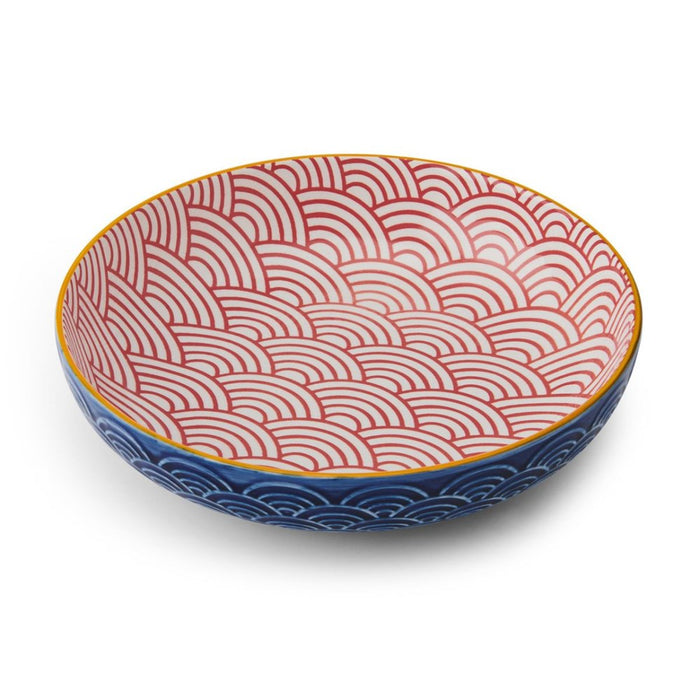 Mikasa Stoneware Bowl - 21cm - Blue Arched Pattern