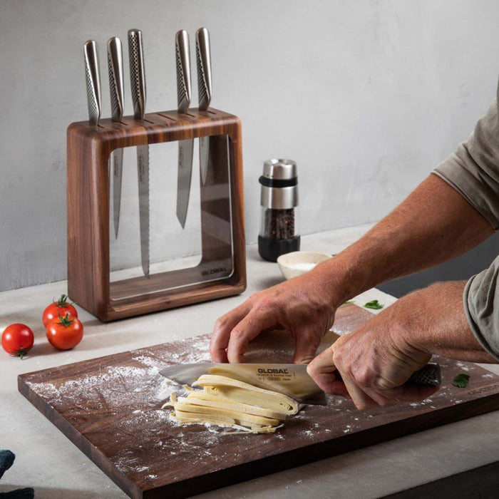 Global Hashira Knife Block Walnut - 7 Piece