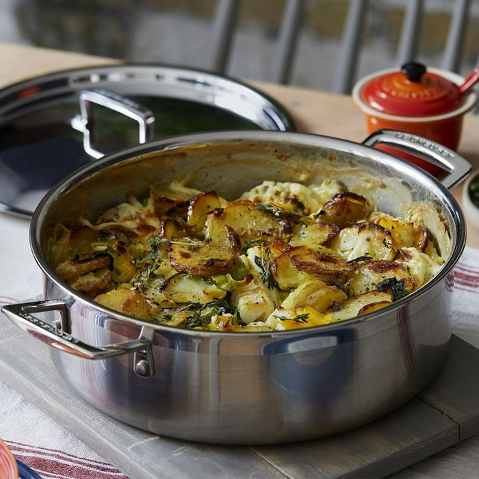 Le Creuset Classic 3 Ply Stainless Steel Sauteuse with Lid - 28cm