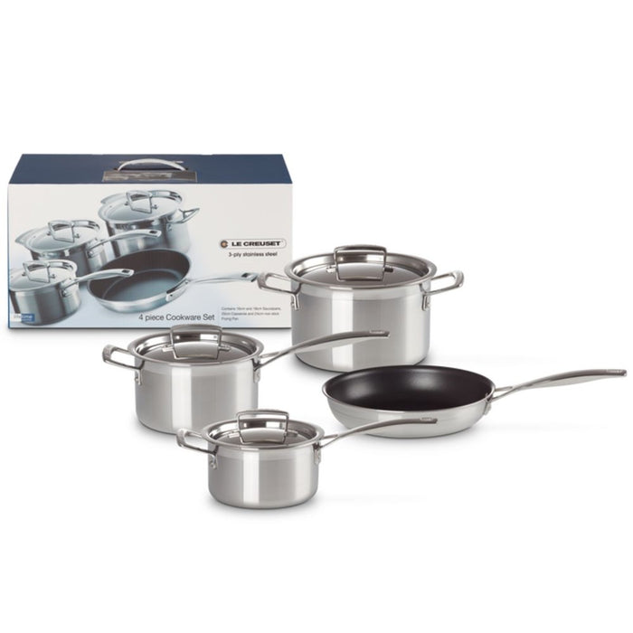 Le Creuset Classic 3 Ply Stainless Steel Cookware Set - 4 Piece